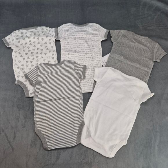 NEW Burt's Bees Bee Essentials Organic Short Sleeve Baby Bodysuits Onsies 5 Pack - Picture 6 of 6